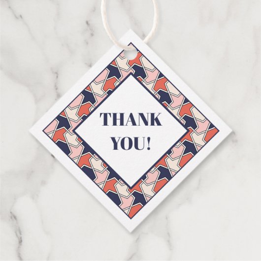 Oriental Red White Blue Geometric Arrows Pattern Geschenkanhänger (Rückseite)