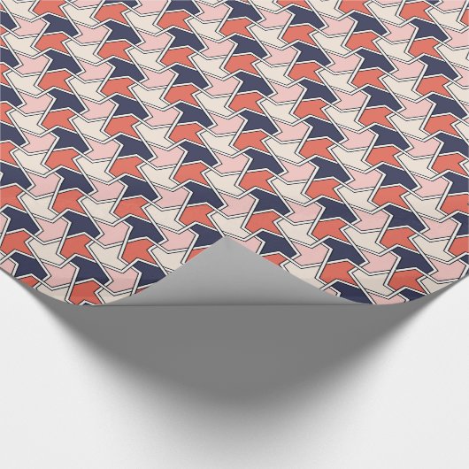 Oriental Red White Blue Geometric Arrows Pattern Geschenkpapier (Ecke)
