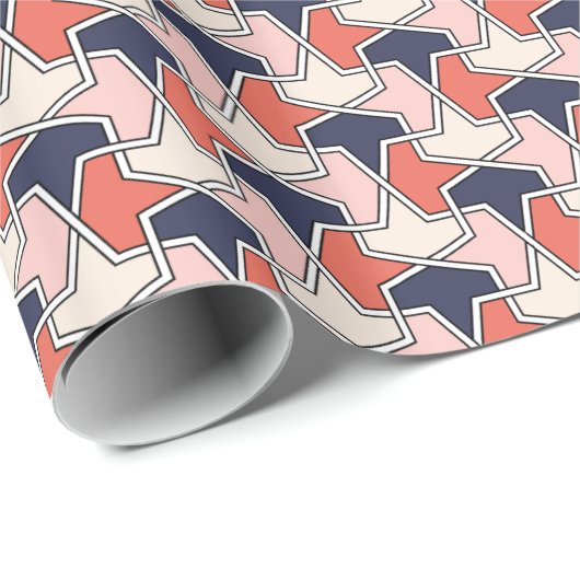 Oriental Red White Blue Geometric Arrows Pattern Geschenkpapier (Rolleneckpunkt)