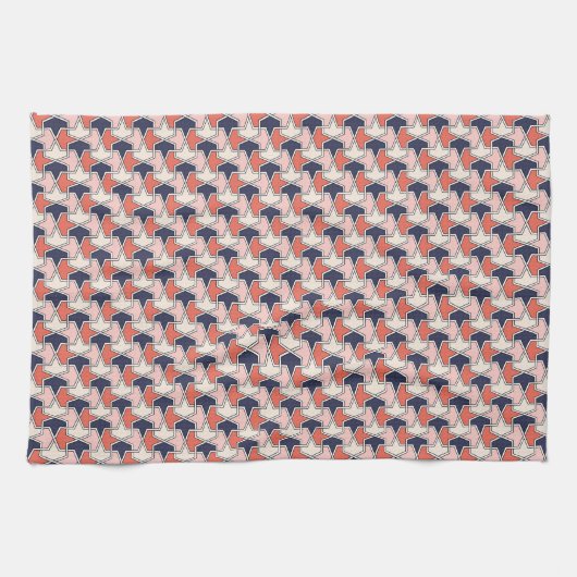 Oriental Red White Blue Geometric Arrows Pattern Geschirrtuch (Horizontal)