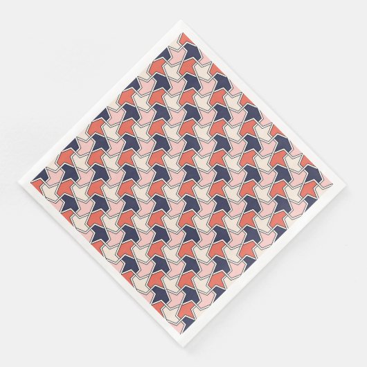 Oriental Red White Blue Geometric Arrows Pattern Serviette (Ecke)
