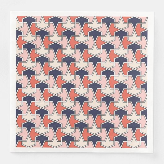 Oriental Red White Blue Geometric Arrows Pattern Serviette (Vorderseite)