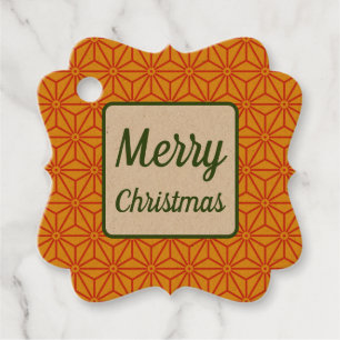 Oriental Red Yellow Asanoha Japan Muster Geschenkanhänger