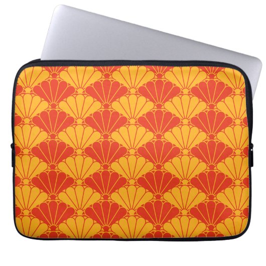 Oriental Red Yellow Kiku Chrysanthemum Mon Pattern Laptopschutzhülle (Vorderseite)