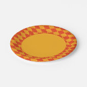 Oriental Red Yellow Kiku Chrysanthemum Mon Pattern Pappteller (Schrägansicht)