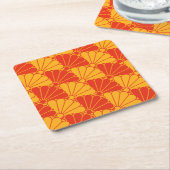 Oriental Red Yellow Kiku Chrysanthemum Mon Pattern Rechteckiger Pappuntersetzer (angewinkelt)