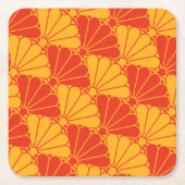 Oriental Red Yellow Kiku Chrysanthemum Mon Pattern Rechteckiger Pappuntersetzer (Vorderseite)