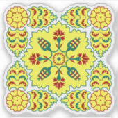 Oriental Red Yellow Ottoman Turkish Tulip Pattern Aufkleber (Vorderseite)