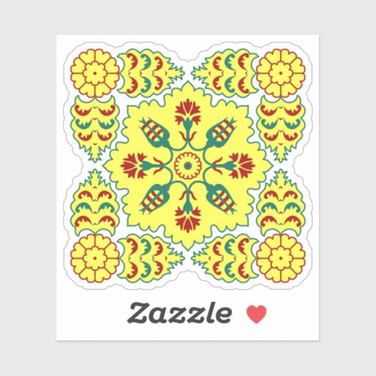 Oriental Red Yellow Ottoman Turkish Tulip Pattern Aufkleber (Blatt)