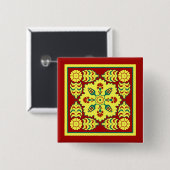 Oriental Red Yellow Ottoman Turkish Tulip Pattern Button (Vorne & Hinten)