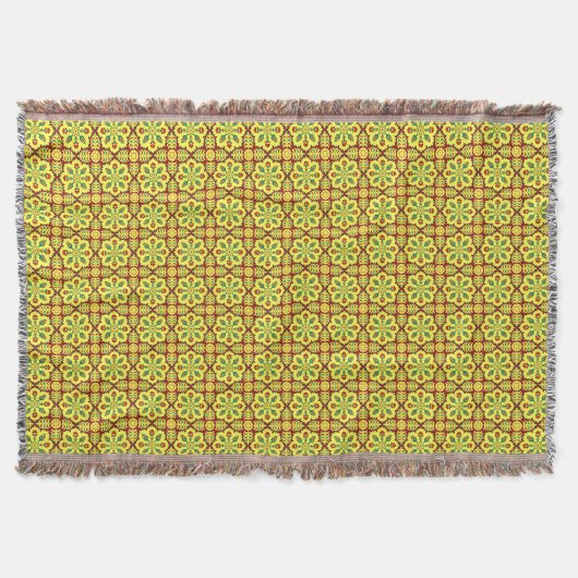 Oriental Red Yellow Ottoman Turkish Tulip Pattern Decke (Vorderseite)