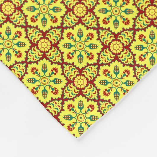 Oriental Red Yellow Ottoman Turkish Tulip Pattern Fleecedecke (Ecke)