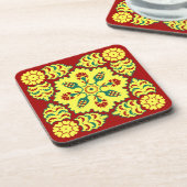 Oriental Red Yellow Ottoman Turkish Tulip Pattern Getränkeuntersetzer (Linke Seite)