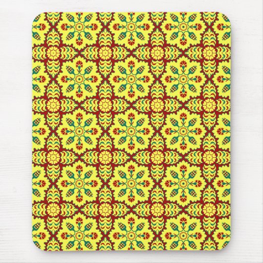 Oriental Red Yellow Ottoman Turkish Tulip Pattern Mousepad (Vorne)