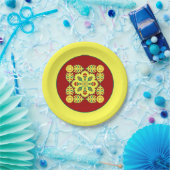 Oriental Red Yellow Ottoman Turkish Tulip Pattern Pappteller (Party)