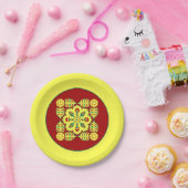 Oriental Red Yellow Ottoman Turkish Tulip Pattern Pappteller (Party)