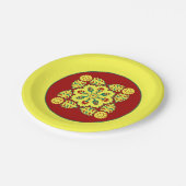 Oriental Red Yellow Ottoman Turkish Tulip Pattern Pappteller (Schrägansicht)