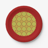 Oriental Red Yellow Ottoman Turkish Tulip Pattern Pappteller (Vorderseite)