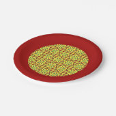 Oriental Red Yellow Ottoman Turkish Tulip Pattern Pappteller (Schrägansicht)