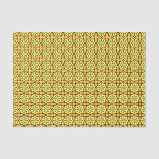 Oriental Red Yellow Ottoman Turkish Tulip Pattern Seidenpapier (Vorderseite)