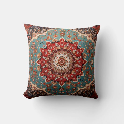 Oriental Retro Persian Muster Red Cream Blue Kissen (Vorderseite)