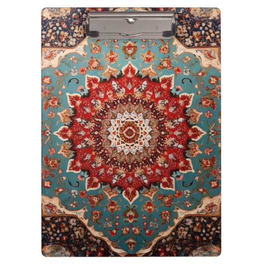 Oriental Retro Persian Muster Red Cream Blue Klemmbrett (Vorderseite)