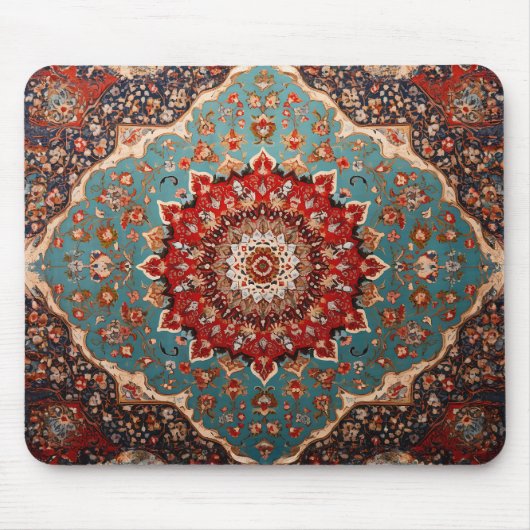 Oriental Retro Persian Muster Red Cream Blue Mousepad (Vorne)