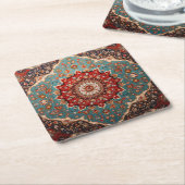 Oriental Retro Persian Muster Red Cream Blue Rechteckiger Pappuntersetzer (angewinkelt)