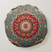 Oriental Retro Persian Muster Red Cream Blue Rundes Kissen (Rückseite)