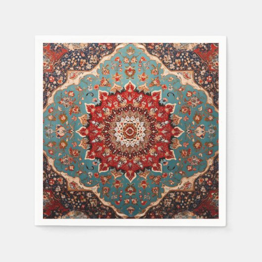 Oriental Retro Persian Muster Red Cream Blue Serviette (Vorderseite)