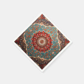Oriental Retro Persian Muster Red Cream Blue Serviette (Ecke)