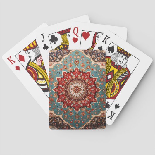 Oriental Retro Persian Muster Red Cream Blue Spielkarten (Rückseite)