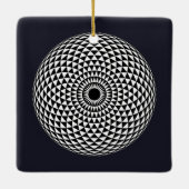 Oriental Schwarz-weiß Mandala Geometric Vector Art Keramikornament (Rückseite)