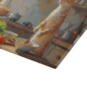 Oriental Shorthair Cat Cooking in Kitchen Schneidebrett (Ecke)