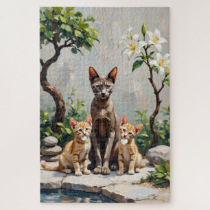 Oriental Shorthair Zen-Lilien-Garten-Kunst Puzzle