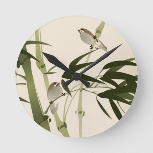 Oriental style painting, bamboo branches runde wanduhr (Vorderseite)