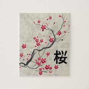 Oriental Style Sakura Cherry Blossom Art Puzzle