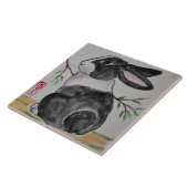 Oriental Style TUZI Dutch Rabbit 6" Tile Trivet Fliese (Seite)