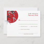 Oriental Sunrise Zen Bamboo Garden Asian Wedding RSVP Karte (Vorderseite)
