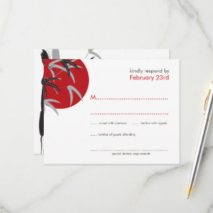 Oriental Sunrise Zen Bamboo Garden Asian Wedding RSVP Karte