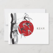 Oriental Sunrise Zen Bamboo Garden Asian Wedding RSVP Karte (Rückseite)