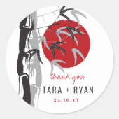 Oriental Sunrise Zen Bamboo Garden Asian Wedding Runder Aufkleber (Vorderseite)