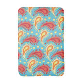 Oriental Turquoise Orange Persian Paisley Pattern Badematte (Vorderseite Vertikal)