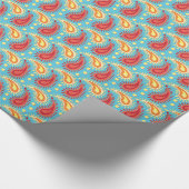 Oriental Turquoise Orange Persian Paisley Pattern Geschenkpapier (Ecke)