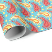 Oriental Turquoise Orange Persian Paisley Pattern Geschenkpapier (Rolleneckpunkt)