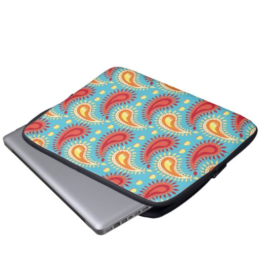 Oriental Turquoise Orange Persian Paisley Pattern Laptopschutzhülle (Vorne Knopf)