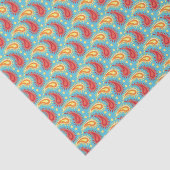 Oriental Turquoise Orange Persian Paisley Pattern Seidenpapier (Ausschnitt)