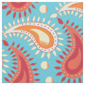 Oriental Turquoise Orange Persian Paisley Pattern Stoff (Nahaufnahme)