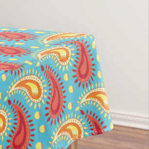 Oriental Turquoise Orange Persian Paisley Pattern Tischdecke