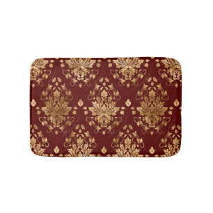 Oriental Vintag Damask Muster - Rot und Gold Badematte
